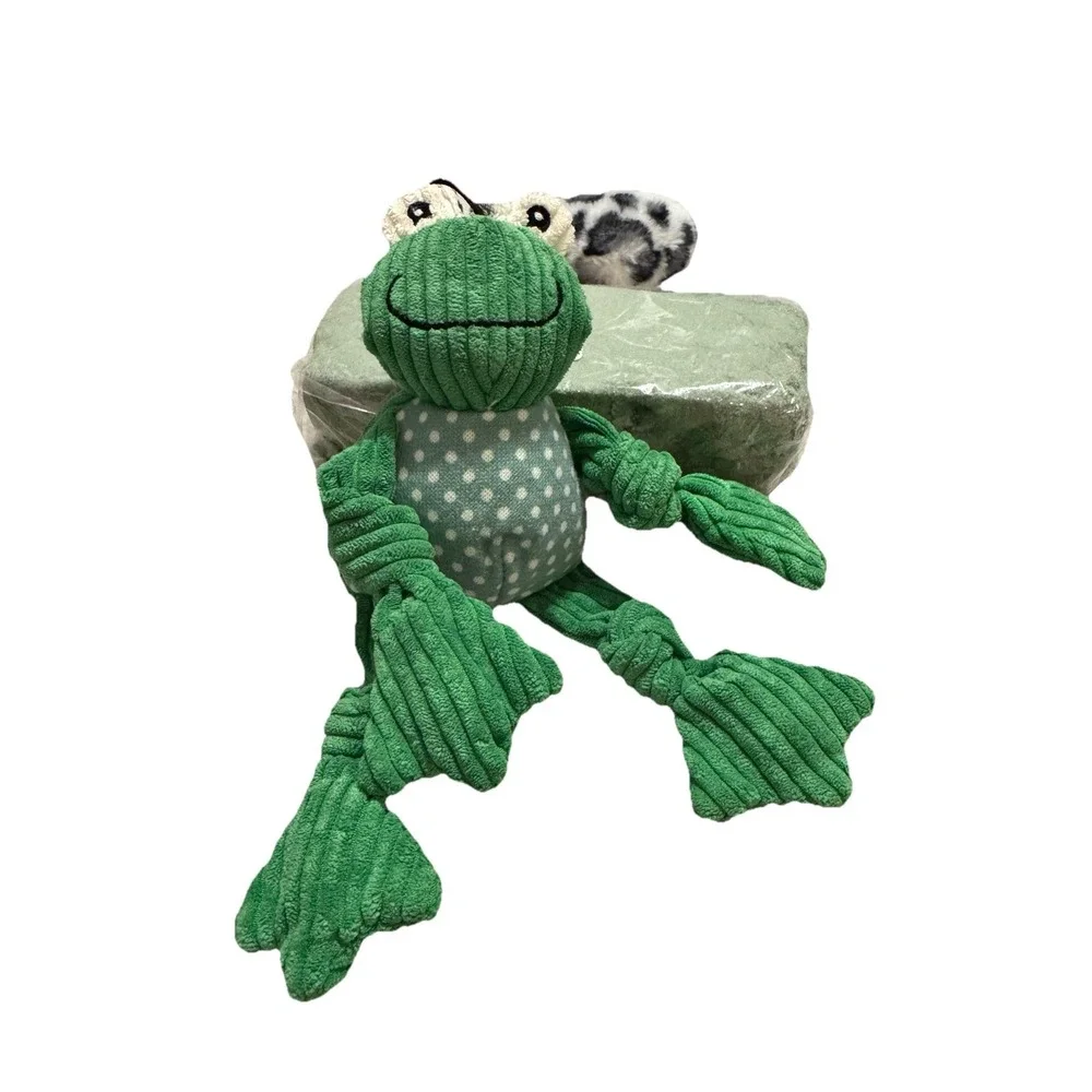 Small Frog Knottie Plush‎ Durable Multi Squeaky Dog Puppy Toy 7x12x20cm